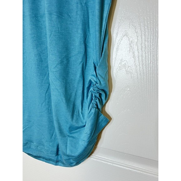 New Womens Vneck Sleeveless Tank Top Size Medium Blue Scrunched Sides - Picture 3 of 6